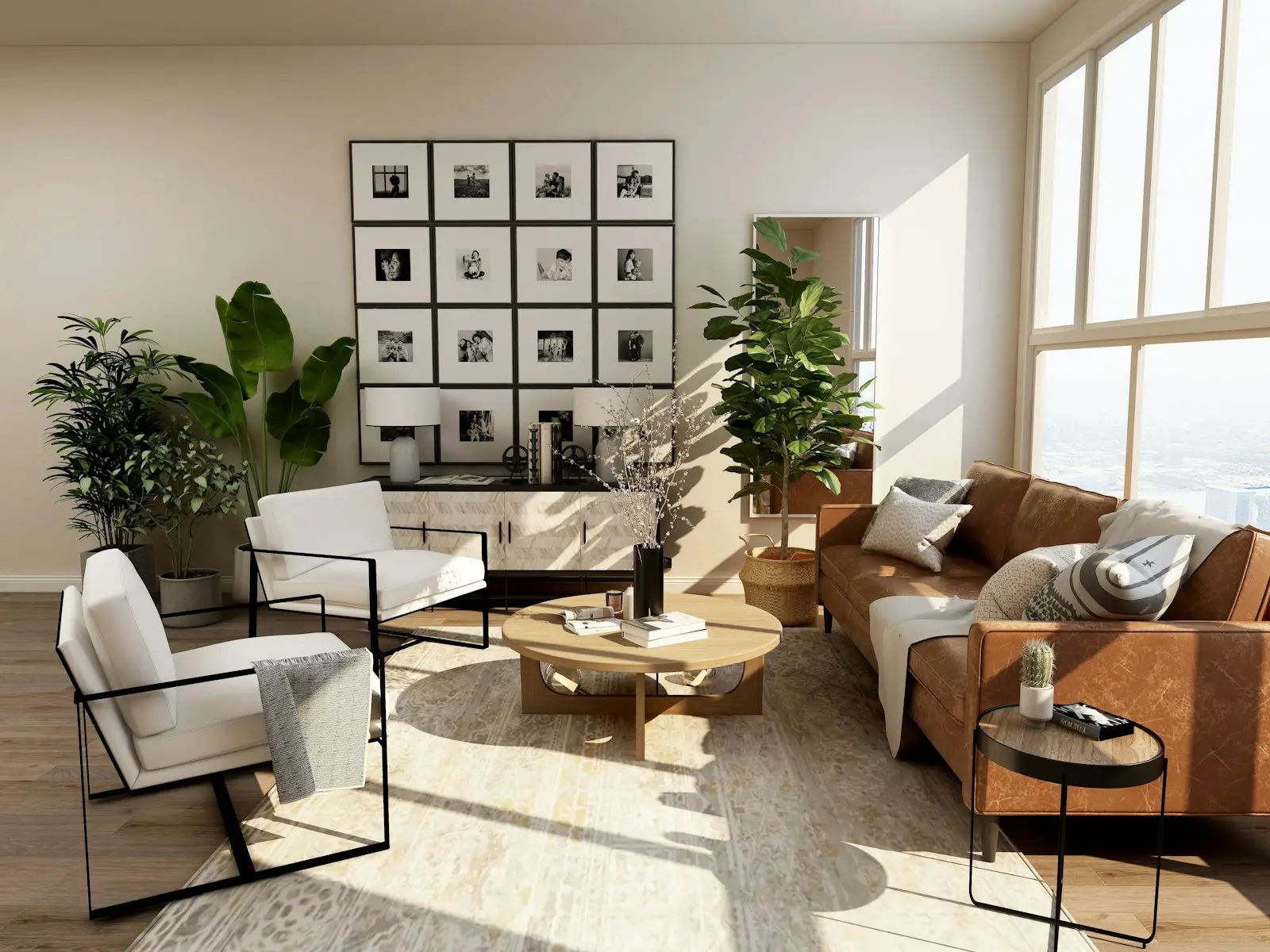 Sala de una casa, con luz de la tarde
